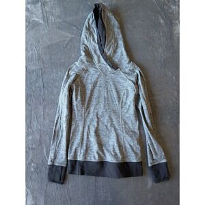 Lululemon Space Dye Grey Black Pullover Hoodie Thumbholes Size 4